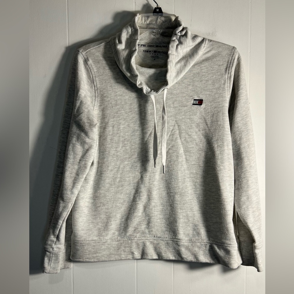 Tommy Hilfiger Gray Sport Pullover Size M Cowl Neck 35
